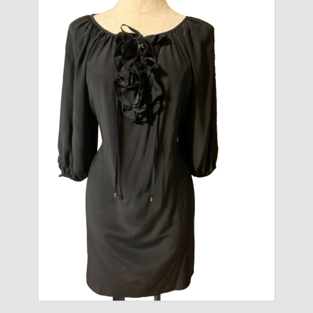 Anthropologie Alice & Trixie Black Long Sleeve Silk Shift Tunic Dress S Small ^ - Picture 3 of 8